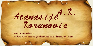 Atanasije Korunović vizit kartica